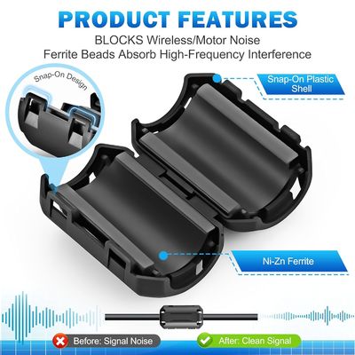 5mm Inner Size High Frequency EMI RFI Noise Suppression Clip On Ferrite Core Bead for Headset Cables